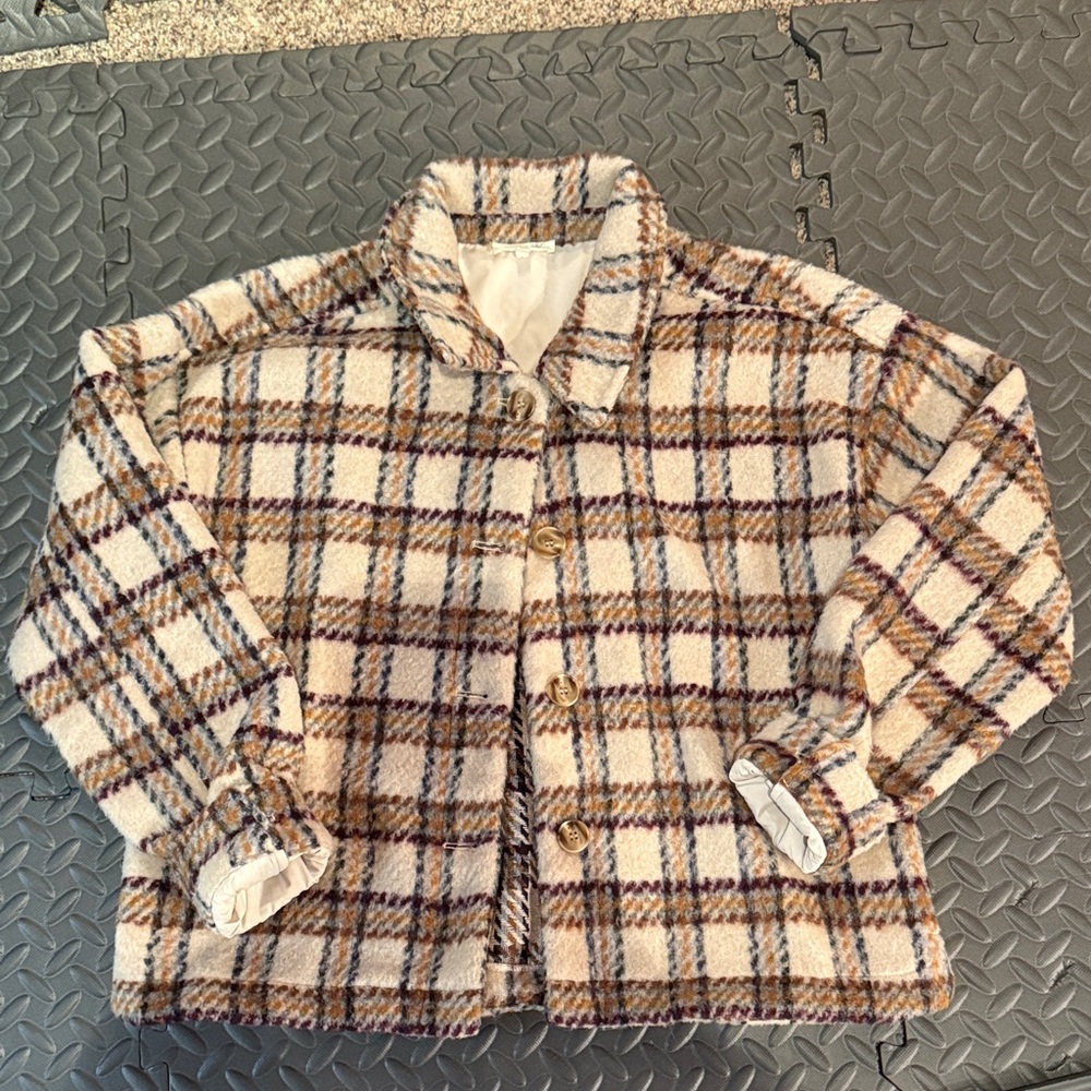 Mystree Plaid Button-Up Jacket